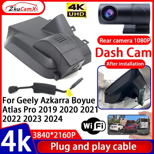 Imagen 1 del producto Grabador de vídeo Night Visio 4K UHD Plug and Play cámara de salpicadero DVR para coche Geely Azkarra Boyue Atlas Pro 2019 2020 2021 2022 2023 2024
