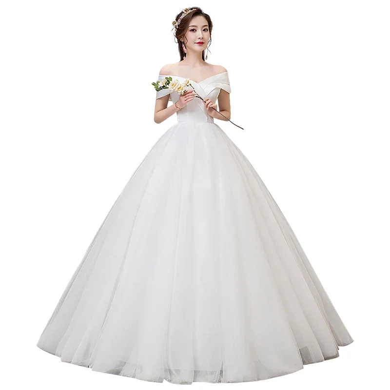 Customized Plus Size Satin Wedding Dresses for Women Lace Up Plus Size Ball Gowns Vestidos De Novias Embroidery Wedding Dress