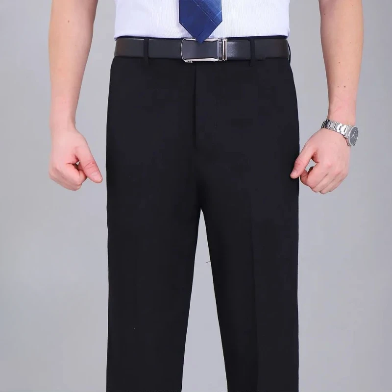 Straight Men\'s Summer Pants Social Tailoring Cotton Business Linen Male Suit Trousers Elegant Dress Clothing Premium 2024