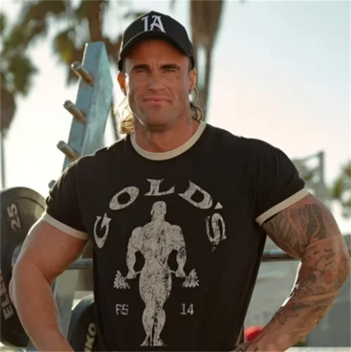 Imagen 1 del producto 2025 nuevo tipo de top estampado de algodón transpirable y de secado rápido de manga corta para hombre, entrenamientos deportivos para correr al aire libre, fitness