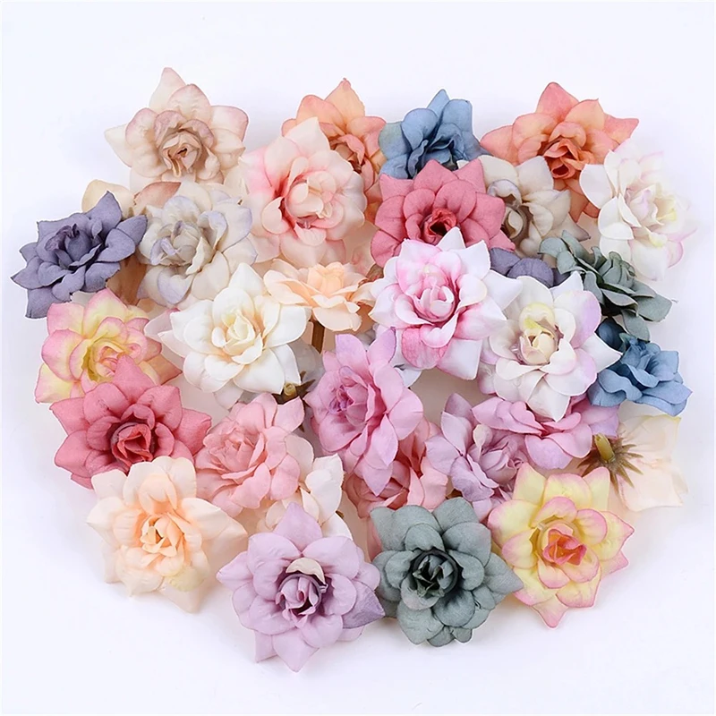 5/10Pcs Artificial Rose Flower Silk Rose Head For Home Room Wedding Decorations DIY Garland Scrapbooking Craft Flowers Accessory