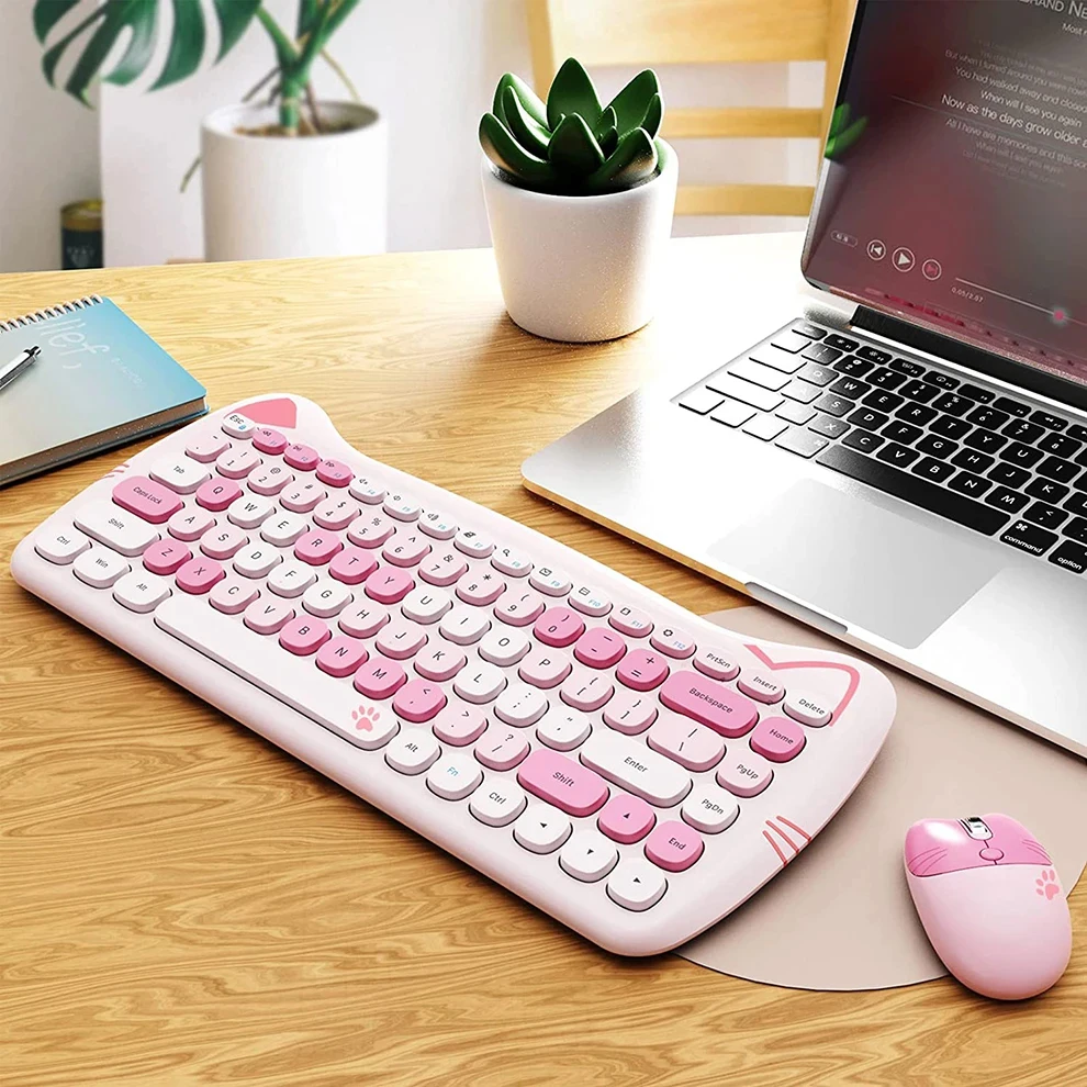 Mofii 2.4G Keyboard and Mouse Cute Keyboard and Mouse Kit Multi Device Retro Design Keyboard Mouse Combos For Laptop Desktop