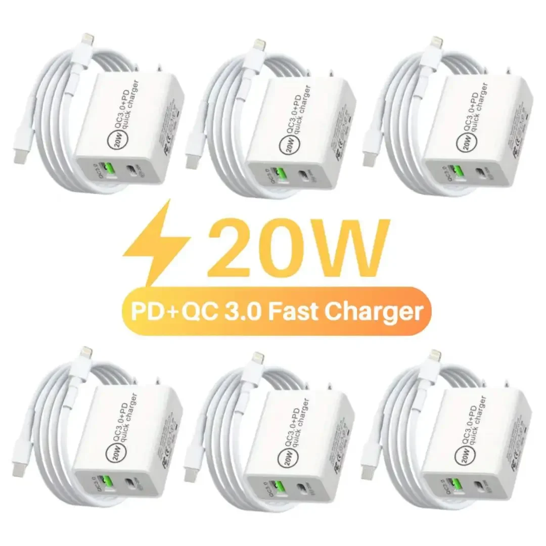 

MFIGlGK 6pcs Fast Charging Wall Charger Set, USersAdapter for iPhone 14 Pro Max/ 13/ 12/ 11, 20W+18W PD Type-C Charger Block