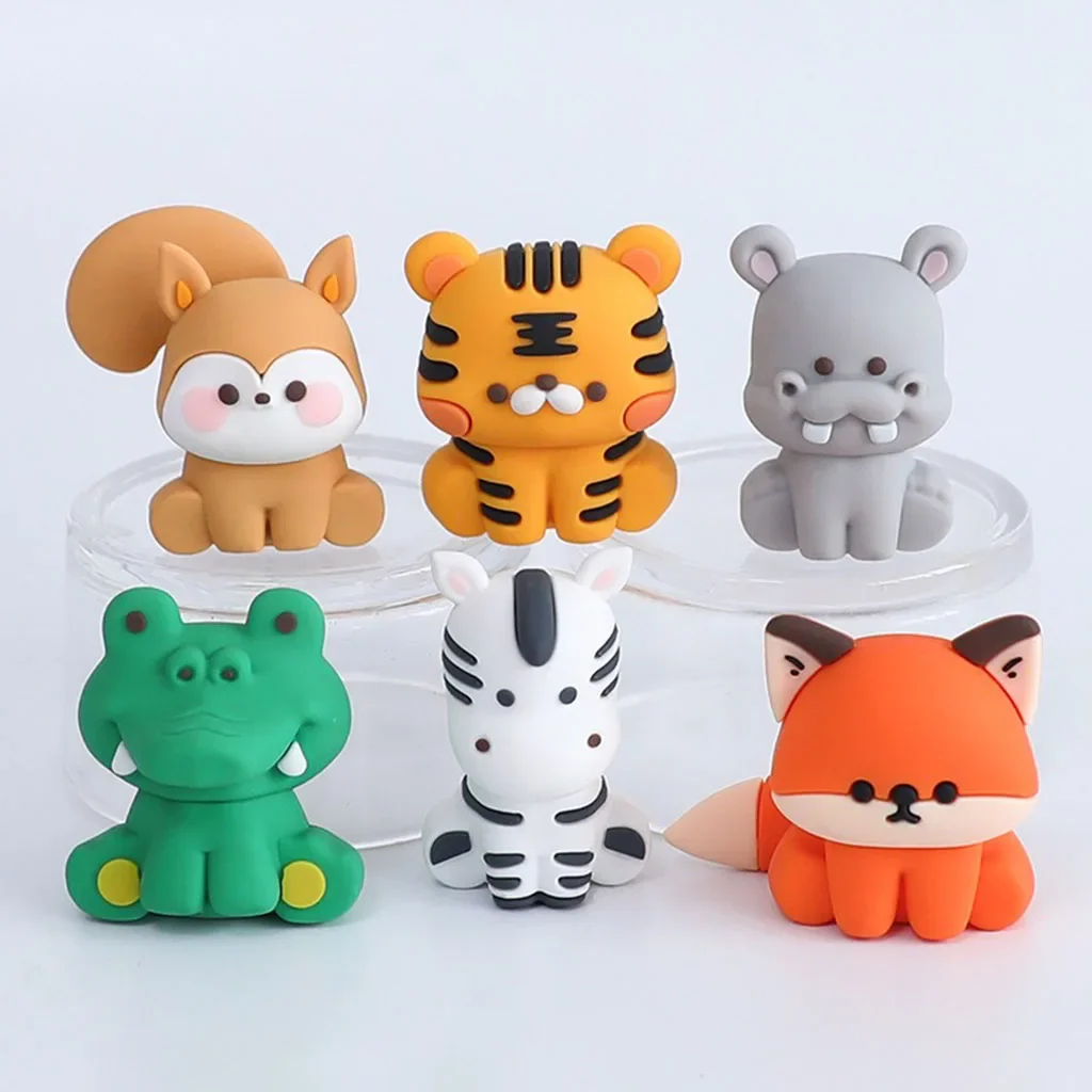 Forest Animal Doll Ornament Cake Decorations Tigers Zebras Foxes Jungle Safari Kids 1st Happy Birthday Party Decor Cake Toppers