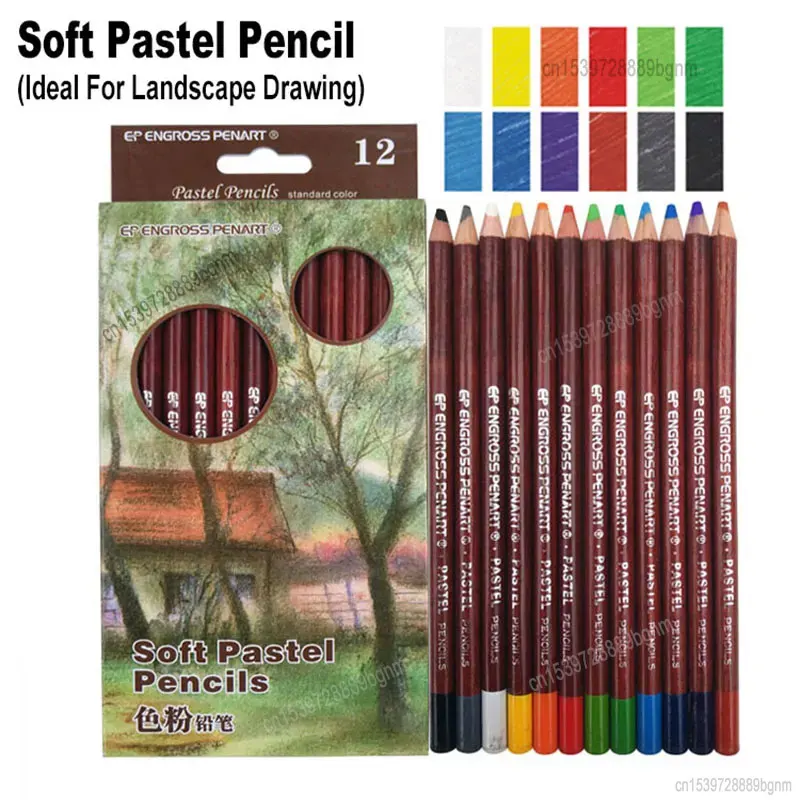 

Professional 12Pcs Color Set Soft Pastel Pencil 4.0mm Lead Core For Skin Tints Portrait Landscape Art Drawing Sketching Graffiti