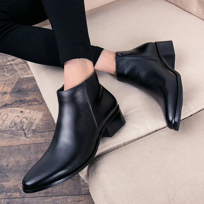 Winter Herren PU-Lederstiefel Klassischer Britischer Stil Casual Business Schuhe Hochwertige Knöchelstiefel für Männer Übergröße 46 Herrenstiefel – Detail 12
