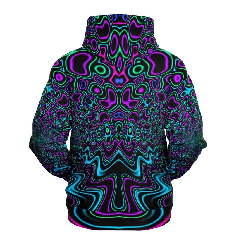 Harajuku Hoodies Men\'s Colorful Stripe Pattern 3d Print Street Tops Autumn Daily Casual Long Sleeve Oversized Hooded Sweatshirts