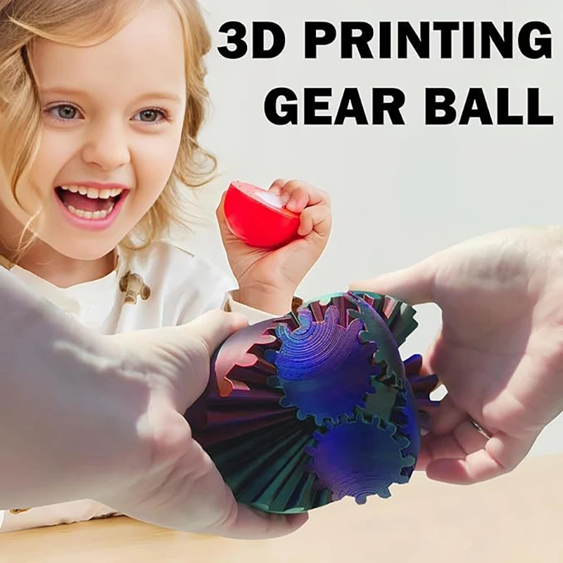 2024 Innovative 3D Printed Gear Ball Rotating Toy Desktop Decorative Model Ornaments Boys Birthday Gift New Hottest Fidget Item