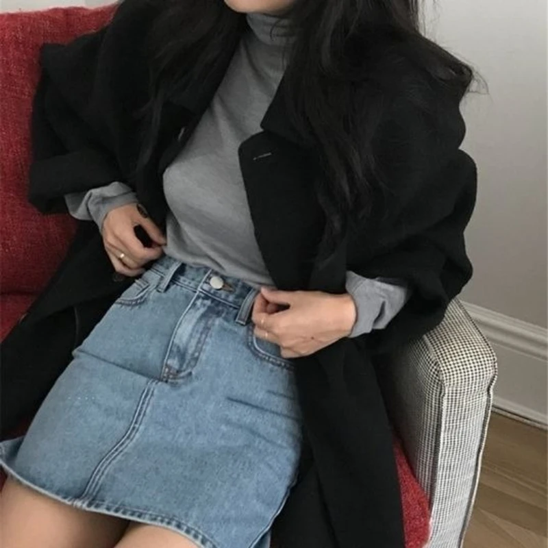 

Женское шерстяное пальто, осенне-зимнее корейское модное элегантное повседневное пальто средней длины