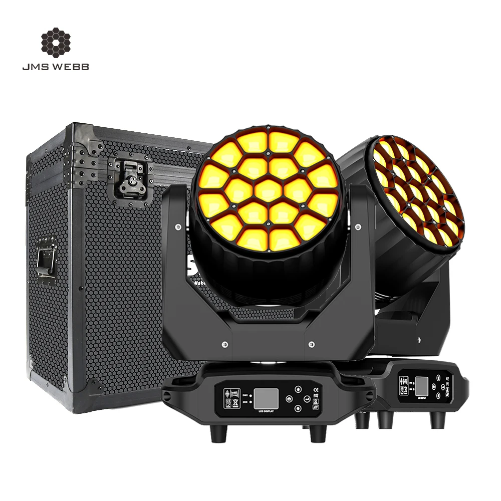 jms webb big bees eyes beam wash zoom moving head lighting dj casamento bar concert stage flight case 19x20w pcs 01