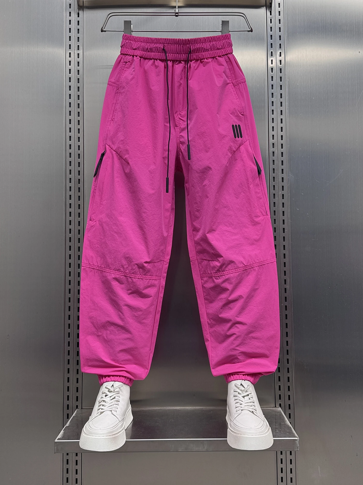 

Летние мужские повседневные брюки-карго 2025: функциональные, приталенные, спортивные, с эластичным поясом, свободного кроя, длинные