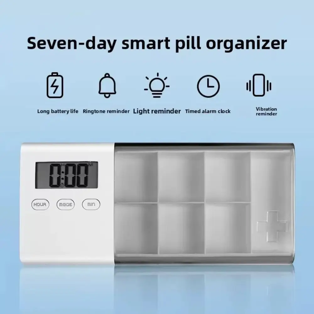 High Capacity Smart Pill Box 5 Sets Alarm Clock Digital Pills Case Vibration Alert USB Rechargeable Weekly Pills Container