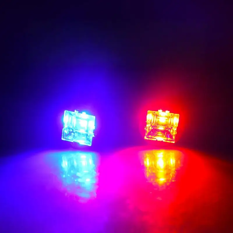 2Pcs Motorcycle LED Mirror Light Duol Color LED Spotlight 12V Warning Flashing Light Running Light for UTV ATV Red Blue