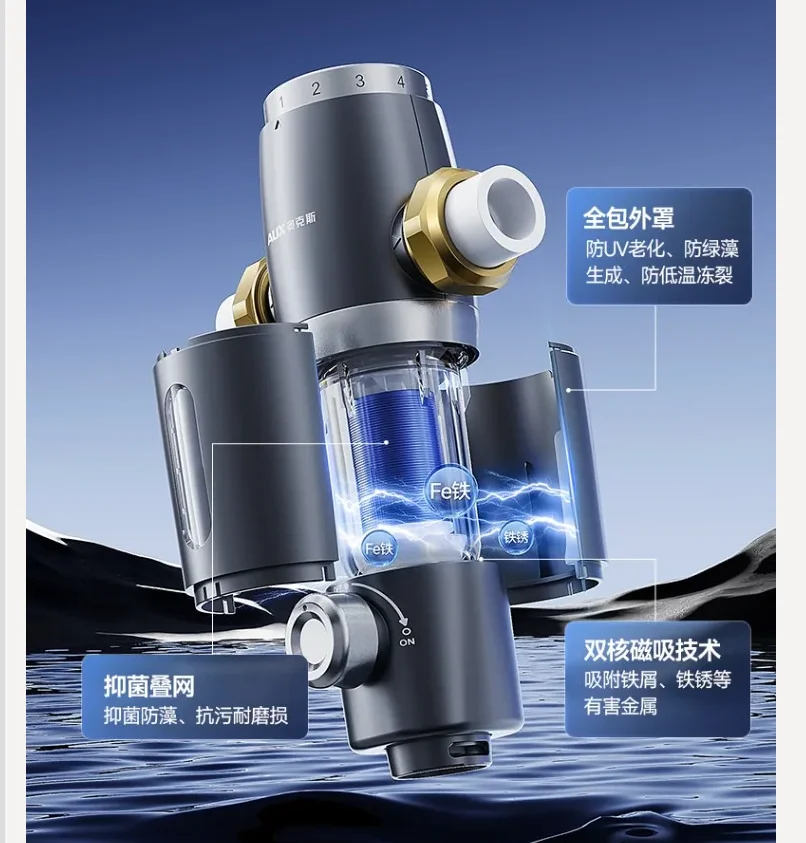 

220 В AUX Фильтр для воды для всего дома Автоматическая обратная промывка Очиститель из нержавеющей стали для дома WBB