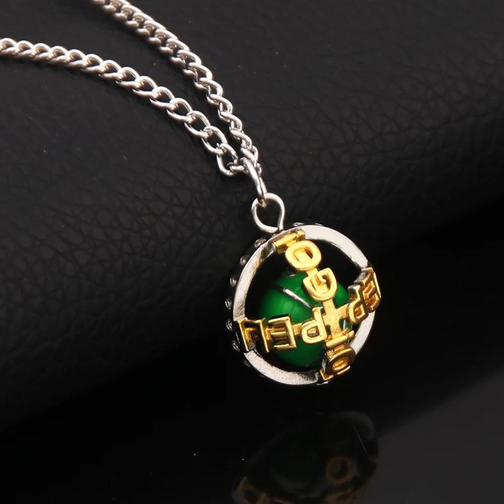 Anime Jojo Cosplay Ball Pendant Run Necklace Gyro for Fans Trendy Stainless Steel Redstone Jewelry Brooch Accessory Gift