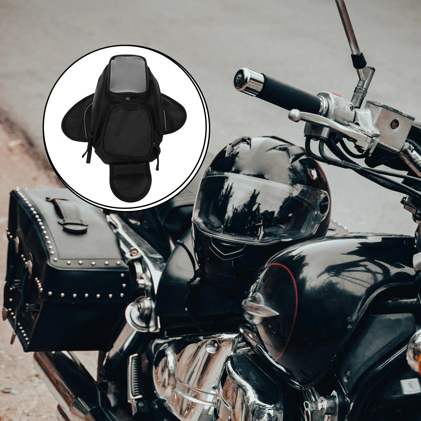

Motorcycle Tank Bag Magnetic Large Capacity Riding Navigation Headphone Storage Waterproof Motorcycle Accessories