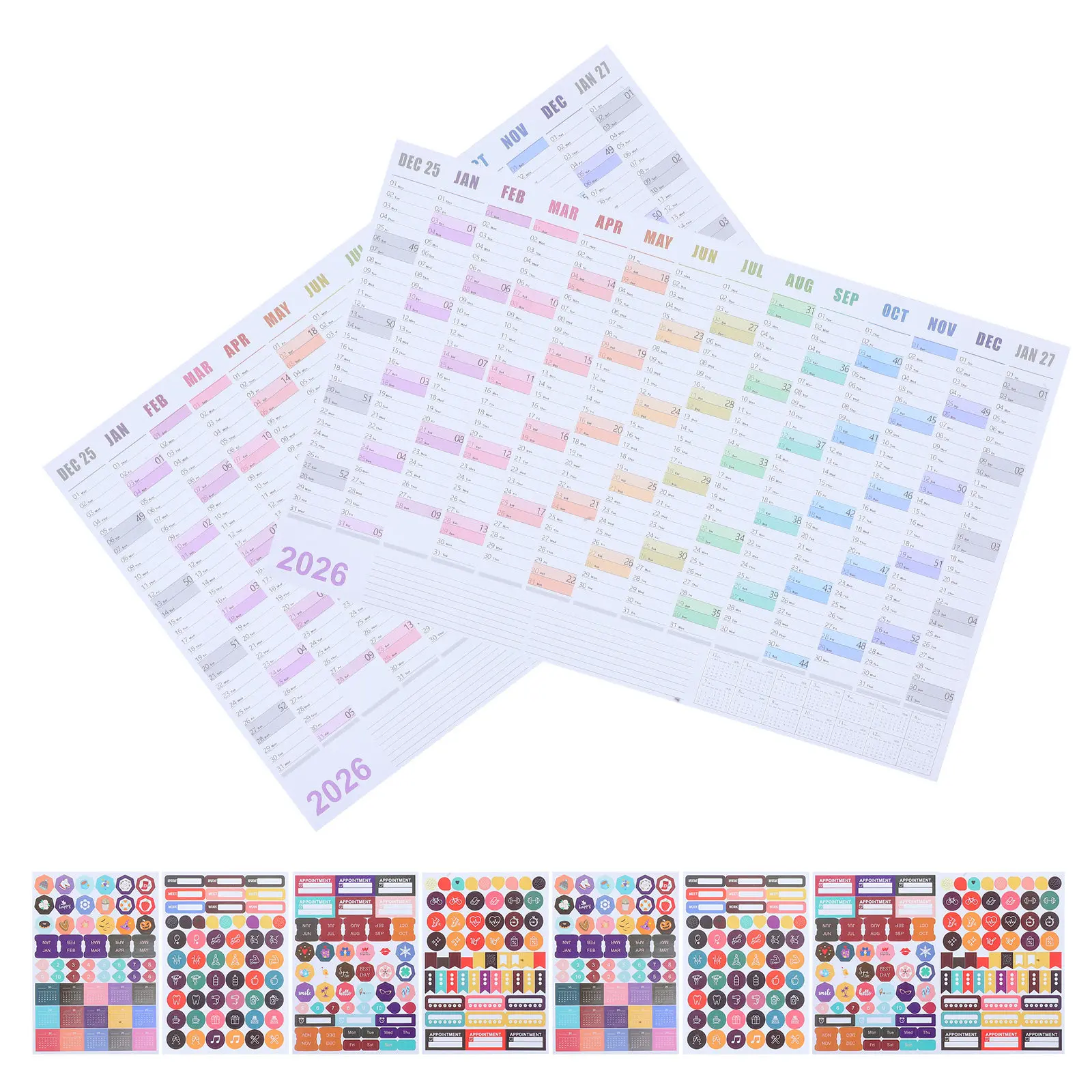 

2 Sets Minimalist Large 2026 Wall Calendar Yearly Planner Office School Work Events Monthly Daily Organizer English
