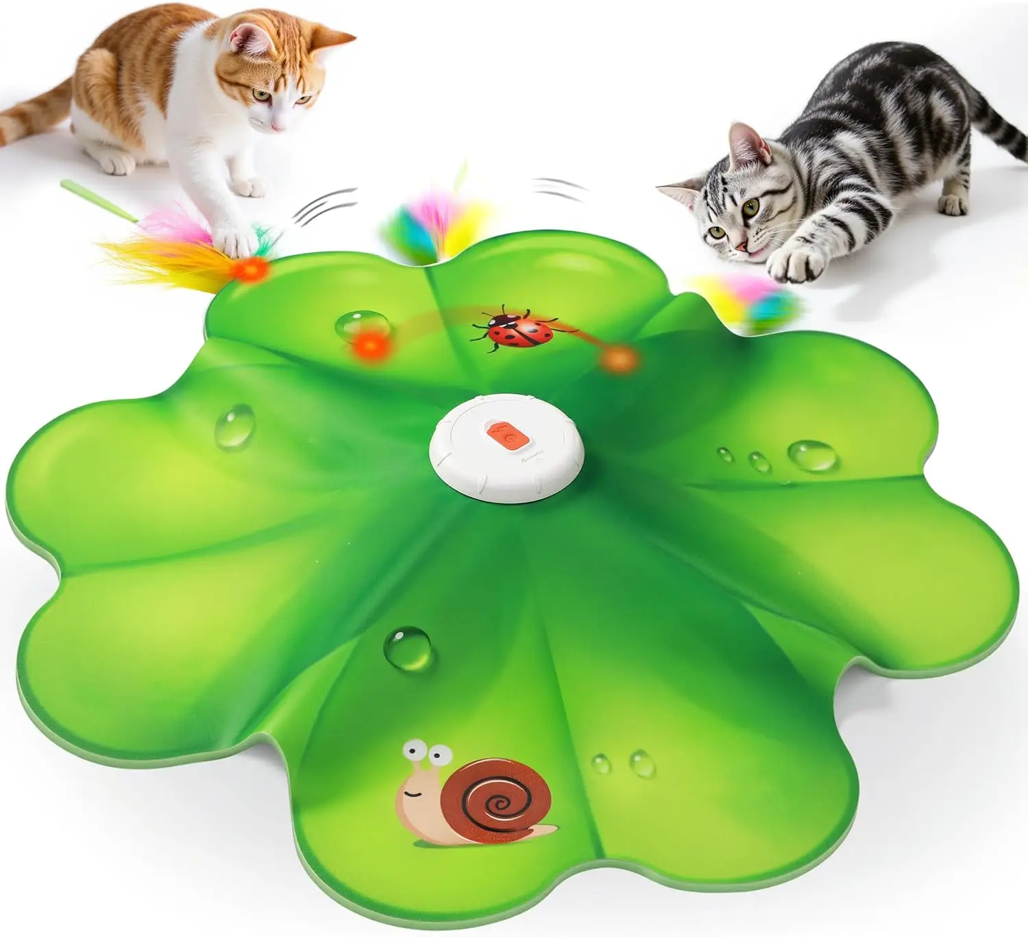 

2 in 1 Hide and Seek Game Interactive Cat Toy, Movable LED Red Dot, Moving Concealed Feathers