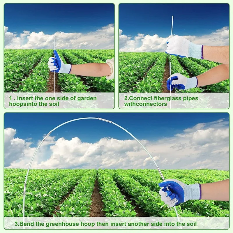 

25Pcs Removable Plant Stakes Kit For Grow Greenhouse Loop Tunnel, Anti-Rust Fiberglass Plant Support Frame Set Kit