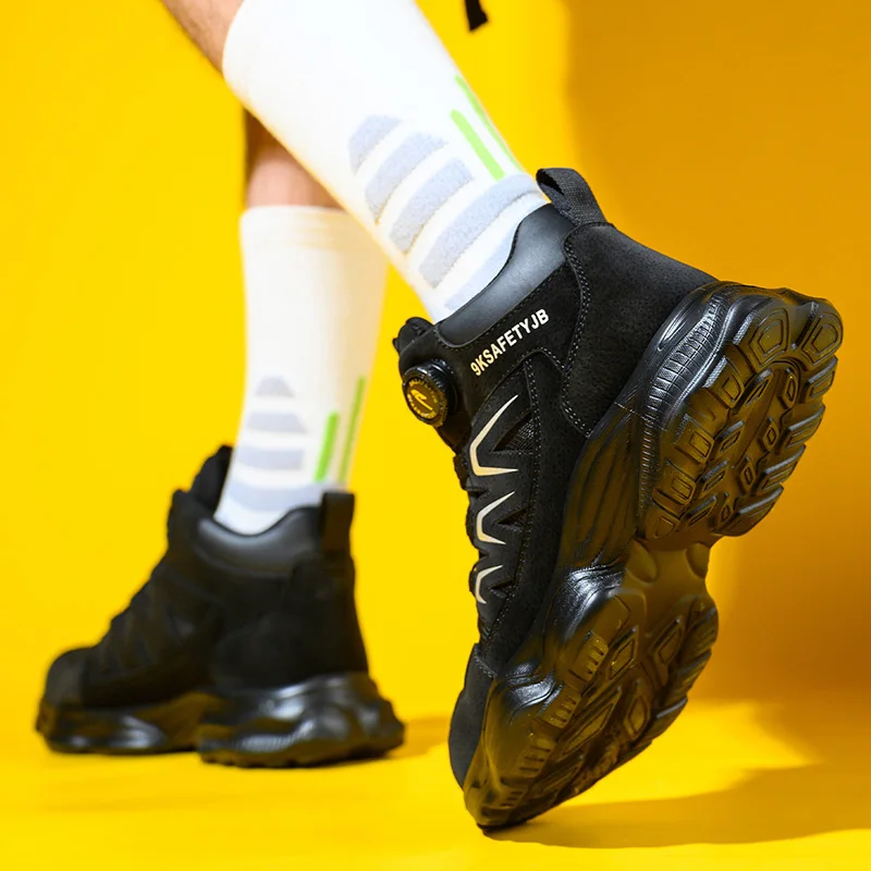 Rotating Button Safety Shoes Steel Toe Work Shoes for Men Construction Working Boots  Indestructible New Safety Boots Men