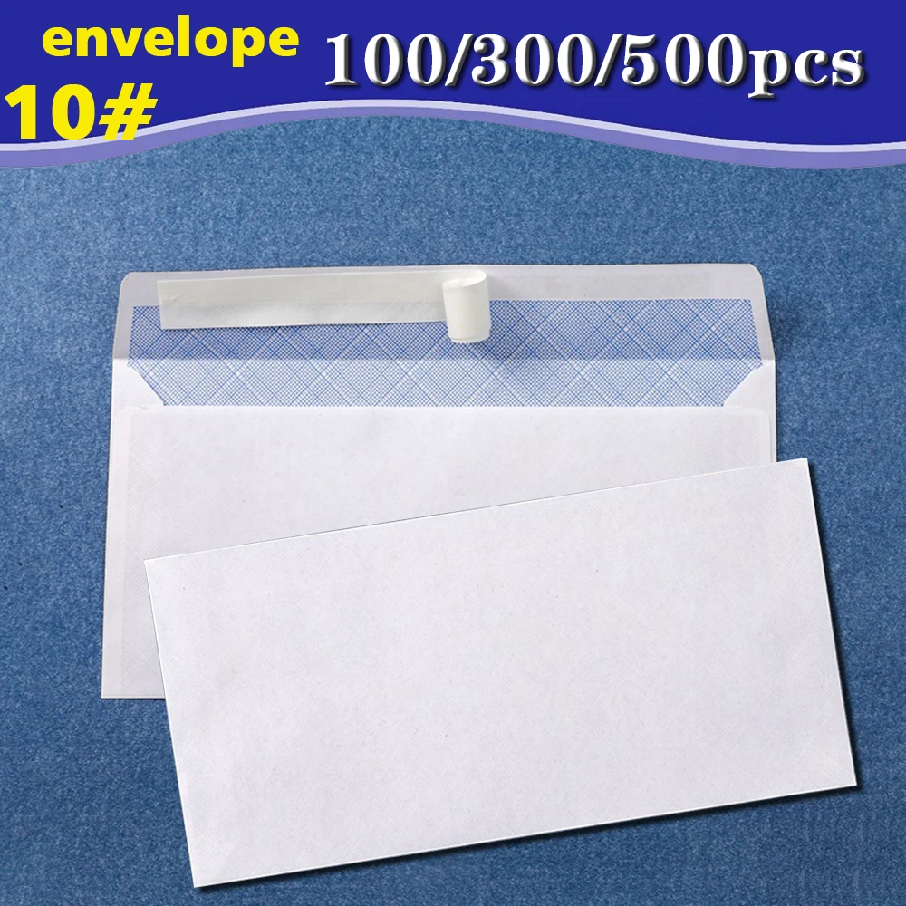 

Wholesale 100/500PCS 10# Windowless White Envelope Accommodate A4 Paper Bill Invoice Secure Business Envelope Self-sealing Bag