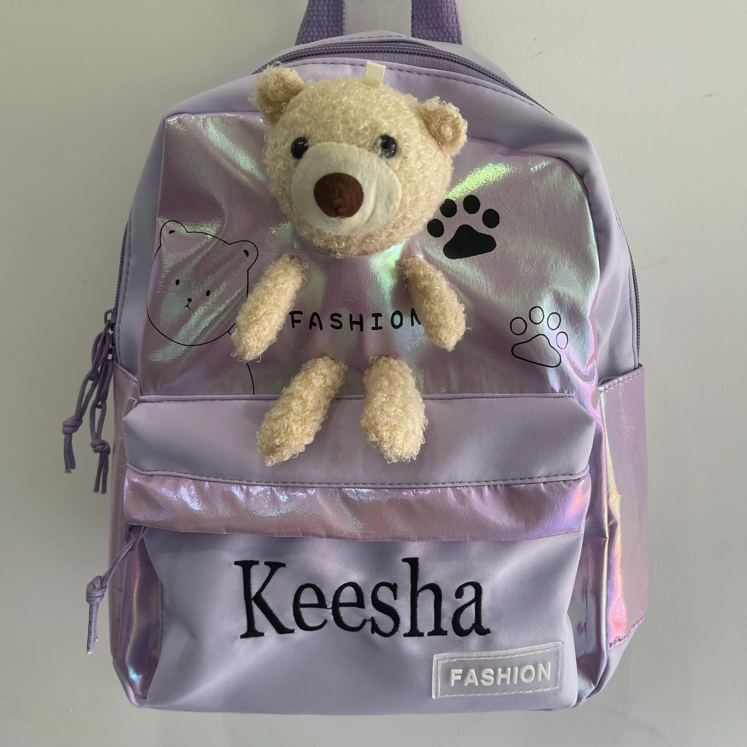 

Embroidered Children's Backpack, With Any Name Stylish Lightweight Cute Doll,Custom Teddy Bear Backpack For Boys And Girls