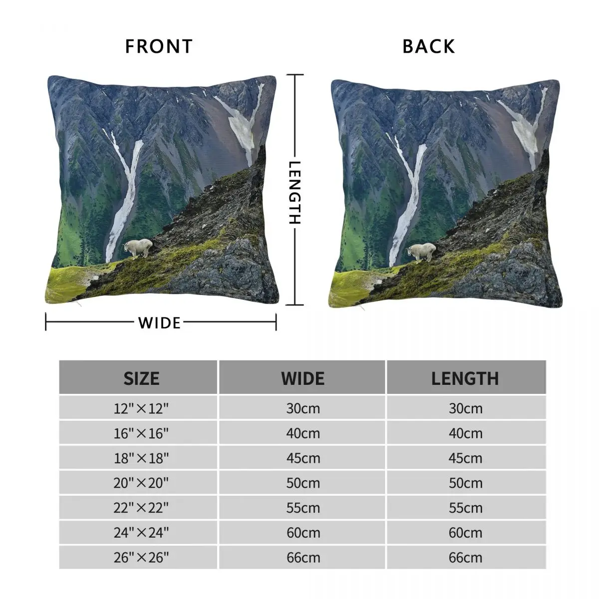 Mountain Goat In Alaska Square Pillowcase Polyester Linen Velvet Printed Zip Decorative Pillow Case Sofa Cushion Cover