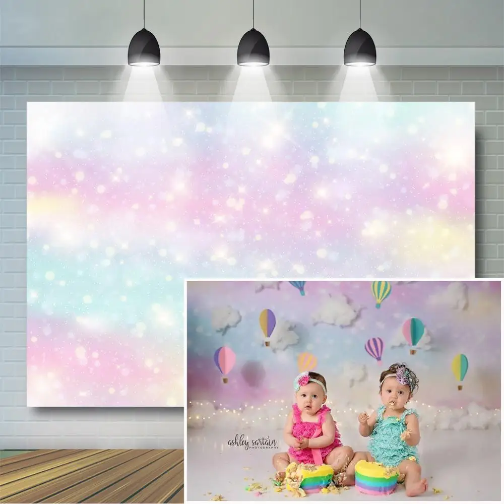 

Mocsicka Colorful Galactic Background Unicorn Rainbows Cake Smash Background Candies and Unicorn Theme Birthday Party Decoration