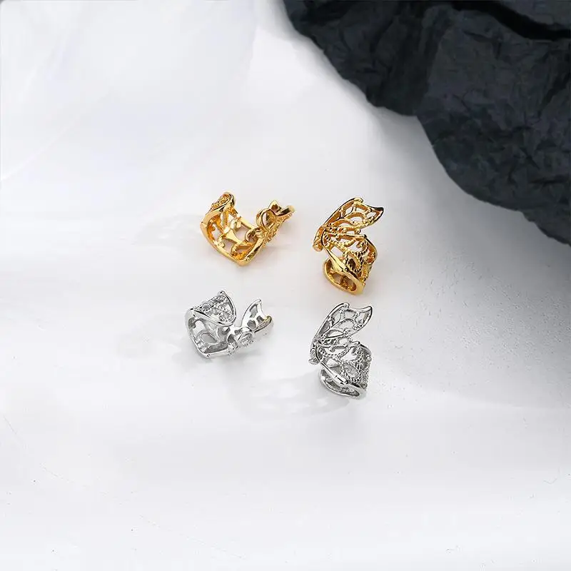 Pendientes de Piercing falso para mujer, pendiente de mariposa ahuecado, Clip de cartílago de hélice de Color dorado, joyería de oreja, venta al por