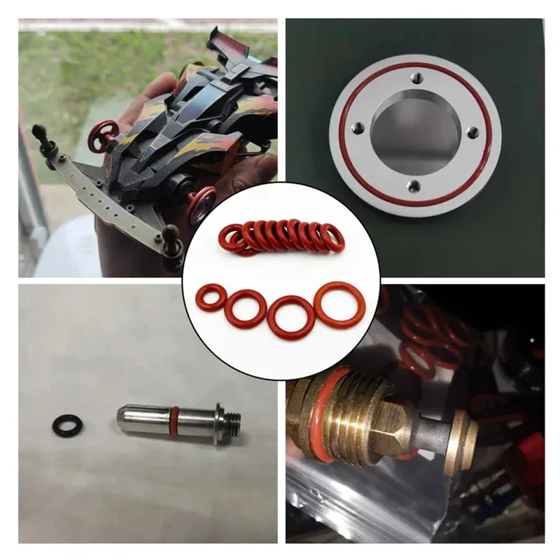 O Ring Gaskets Seal Silicone Red O-ring Sealing Kit Oil Resistant O-rings Rubber Oring High Temperature VMQ Washer CS1.0mm-3.1mm