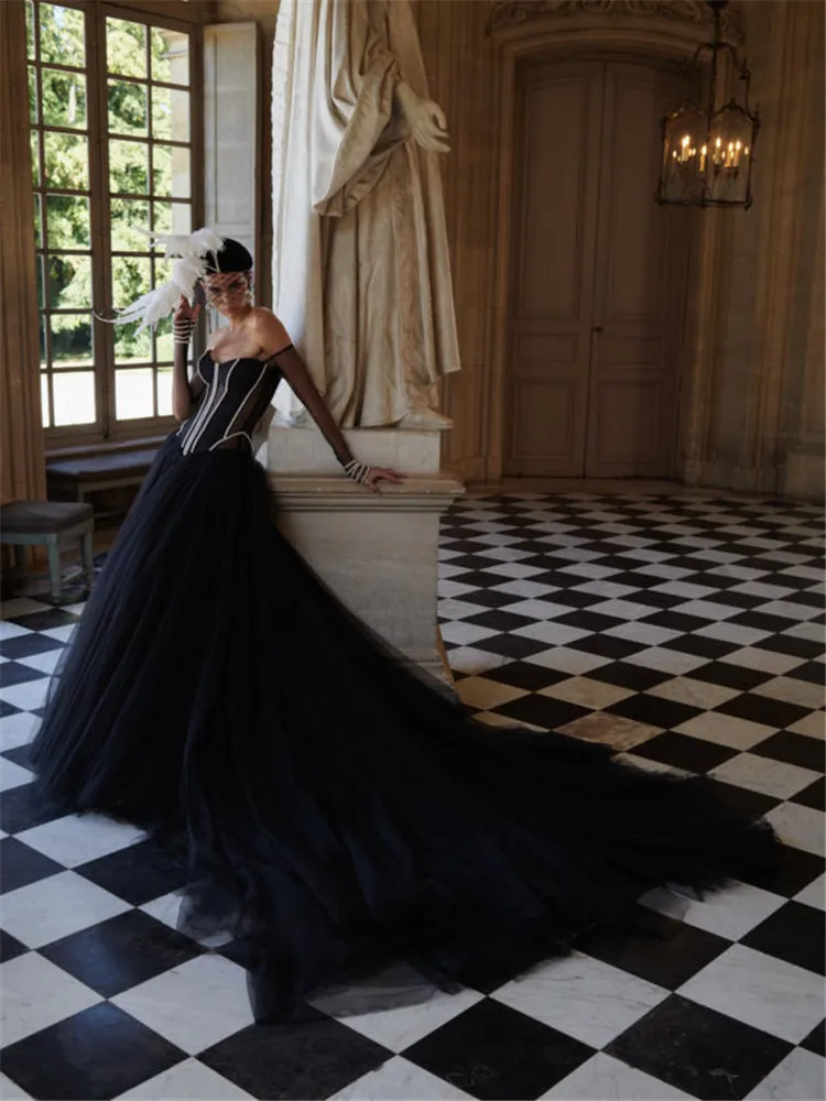 Black Wedding Dress Vestido De Noiva Minimalistas Ball Gown Novia Con Mangas Largas Noivas Aliexpress Online Shop Robe Mariage