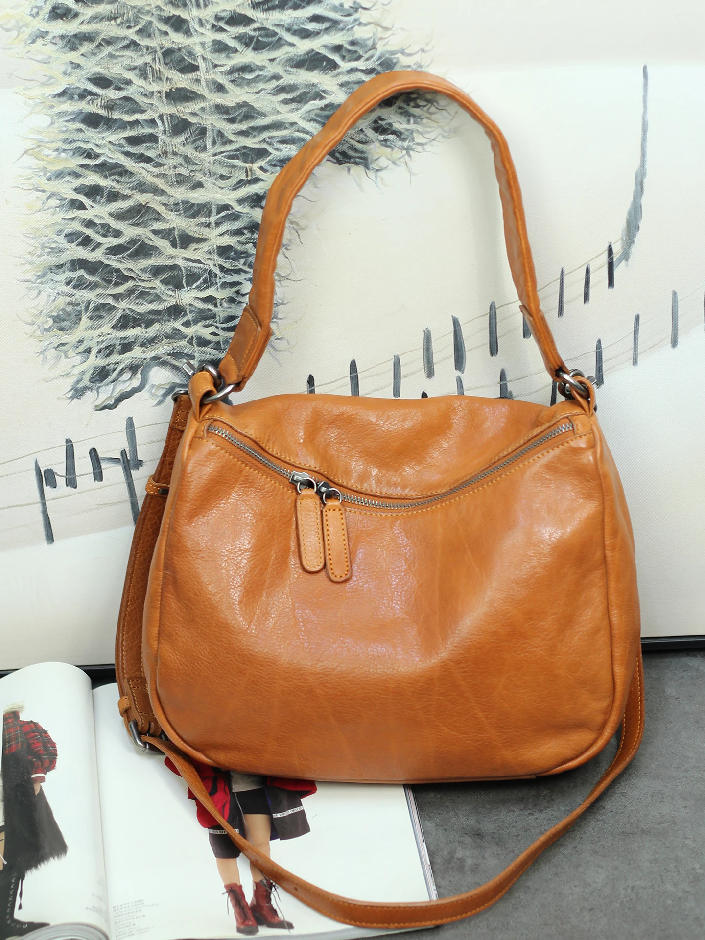

PNDME simple casual luxury genuine leather women's shoulder bag fashion commuter designer handmade genuine leather underarm bag