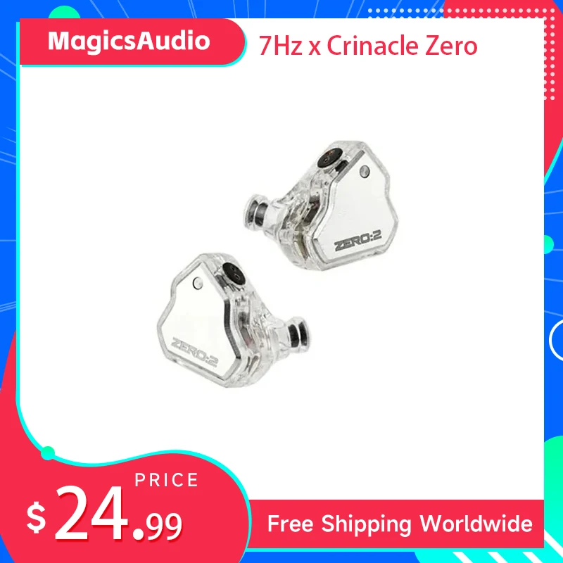 7Hz x Crinacle Zero 2 Updated 10mm Dynamic Driver IEM Wired Earbuds Earphones Gaming Earbuds with OFC IEM Cable for Musician