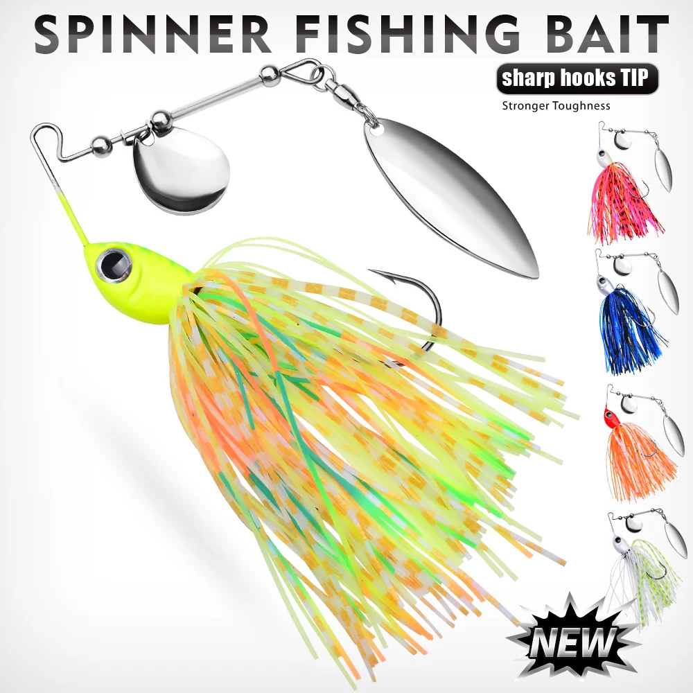 PROBEROS 1/5 Stück Spinner-Köder - Ideal für Barsch, Silikon-Gummi-Jig-Skirt zum Lachs-, Hecht- und Forellenangeln – Detail 1