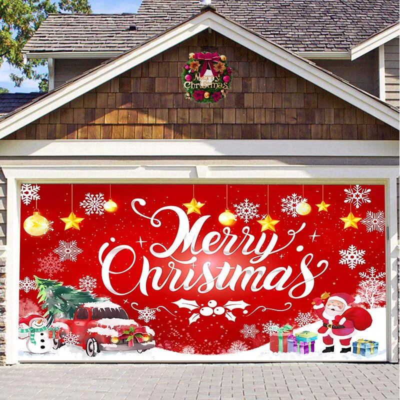 Large Christmas door cover background Christmas garage door cover banner hanging garage door room multi-purpose Chrisstmas decor