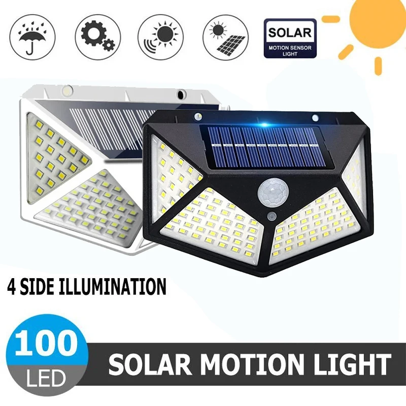 

Solar Lights Outdoor 100 LED 3 Modes Motion Sensor Solar Powered Security Light 270° Wireless for Yard Garden Deck Fence Garage