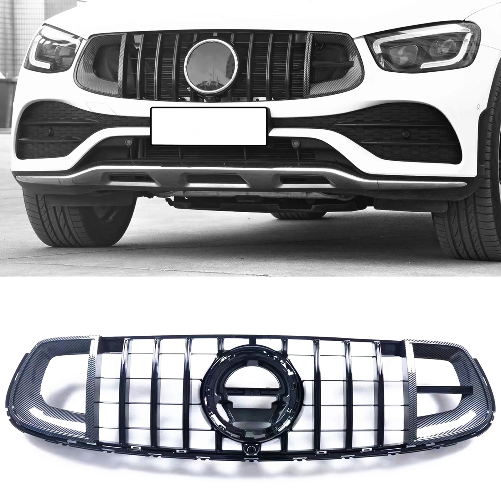 

Grill For Mercedes Benz W253 X253 GLC Class Coupe GLC300 2020-2022 GLC43 AMG Black Front Grille Car Upper Bumper Hood Mesh Grid