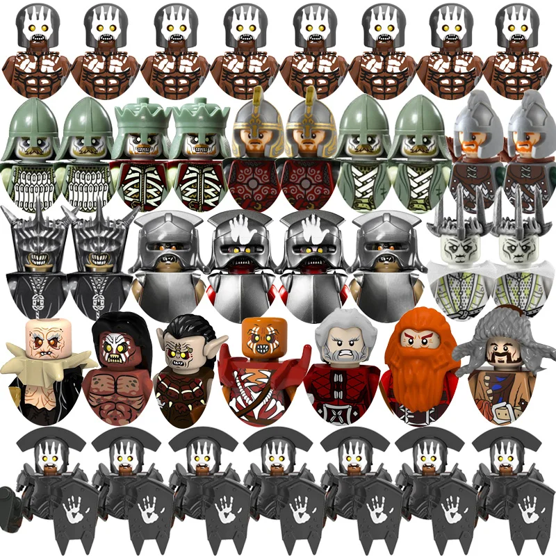 Kids Toys Medieval Classic Fantasy Film Figures Undead Soldiers Elf Guard Orcs Warrior Mini Model Building Blocks Children Gift