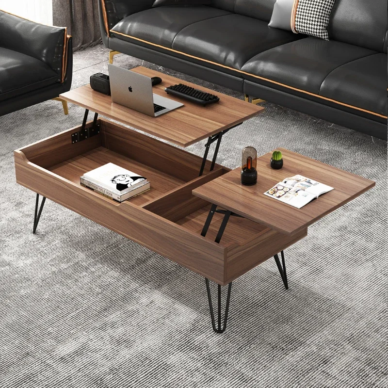 Multifunctional coffee table, simple Nordic style living room, creative folding and lifting coffee table for household use