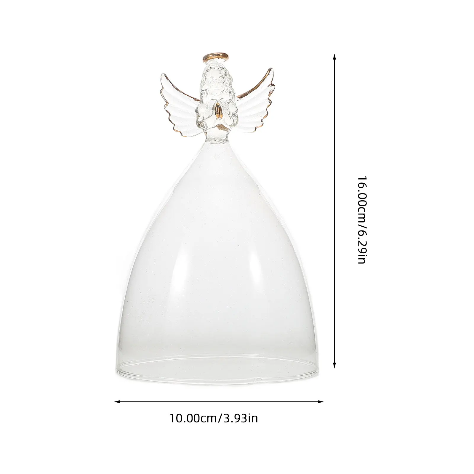 Glass Angel Dome Display Cloche Jar for Preserved Flowers Miniature Landscape Ornament Elegant Home Decor Christmas Party Favor