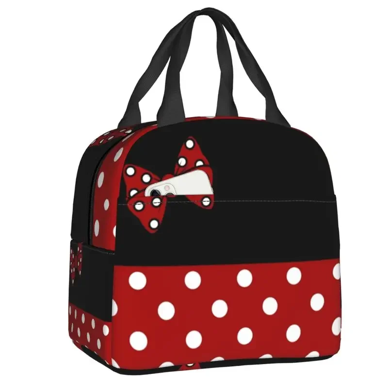 Cute Cartoon Minnie Character Insulated Lunch Bags for Camping Travel Resuable Cooler Thermal Bento Box Women Children