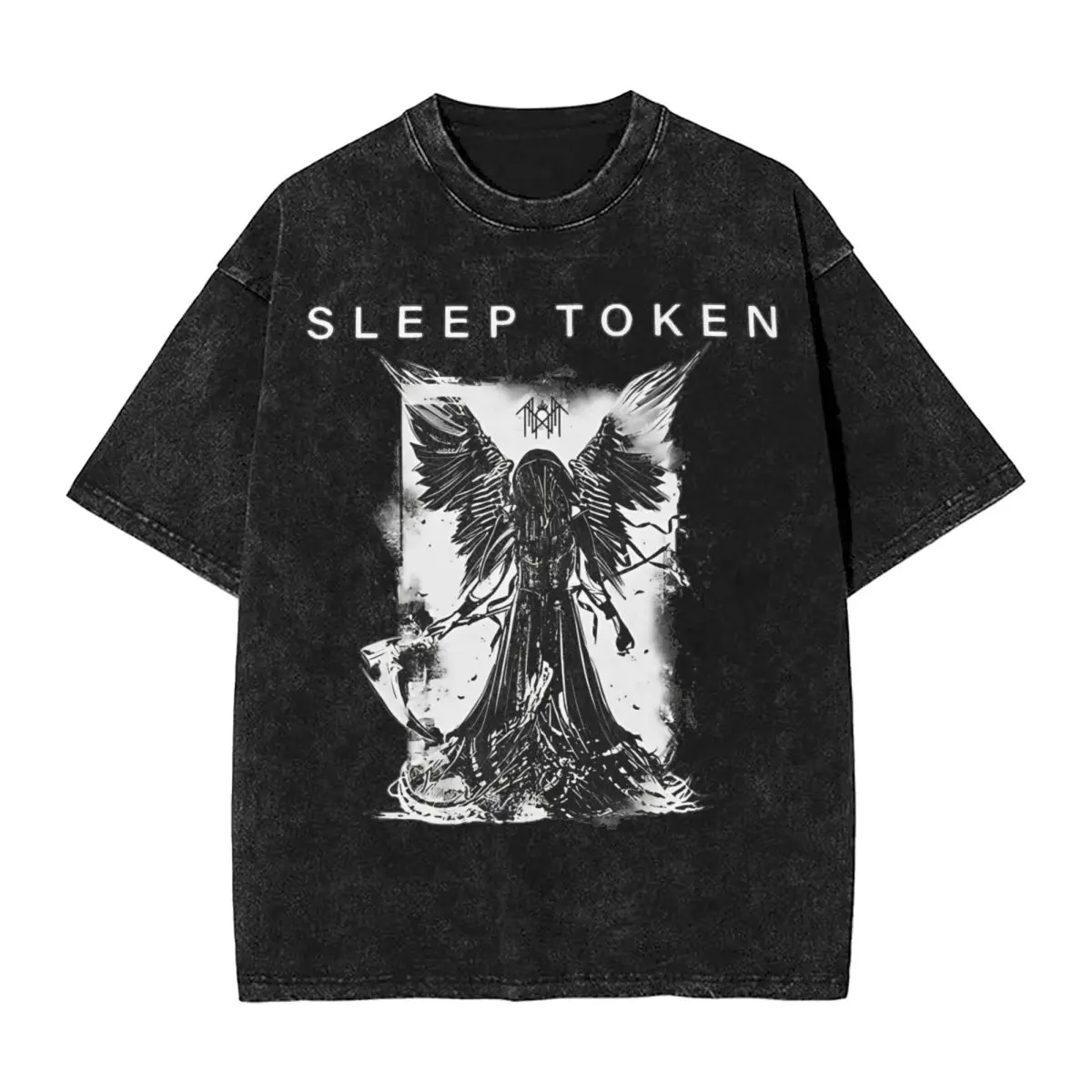 British Rock Heavy Metal Music T Shirt Washed Short Sleeve Oversize T-Shirt Sleep Toke Streetwear Graphic Printed Tee Shirt