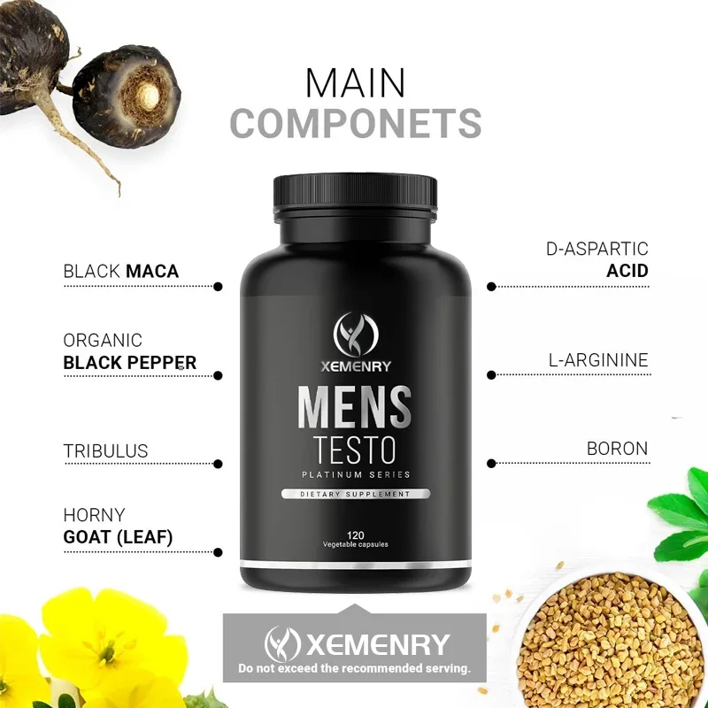 Xemenry 120 Capsules for Men and Women - Contains D-Aspartic Acid, Tribulus Terrestris, Black Maca, Epimedium, L-Arginine