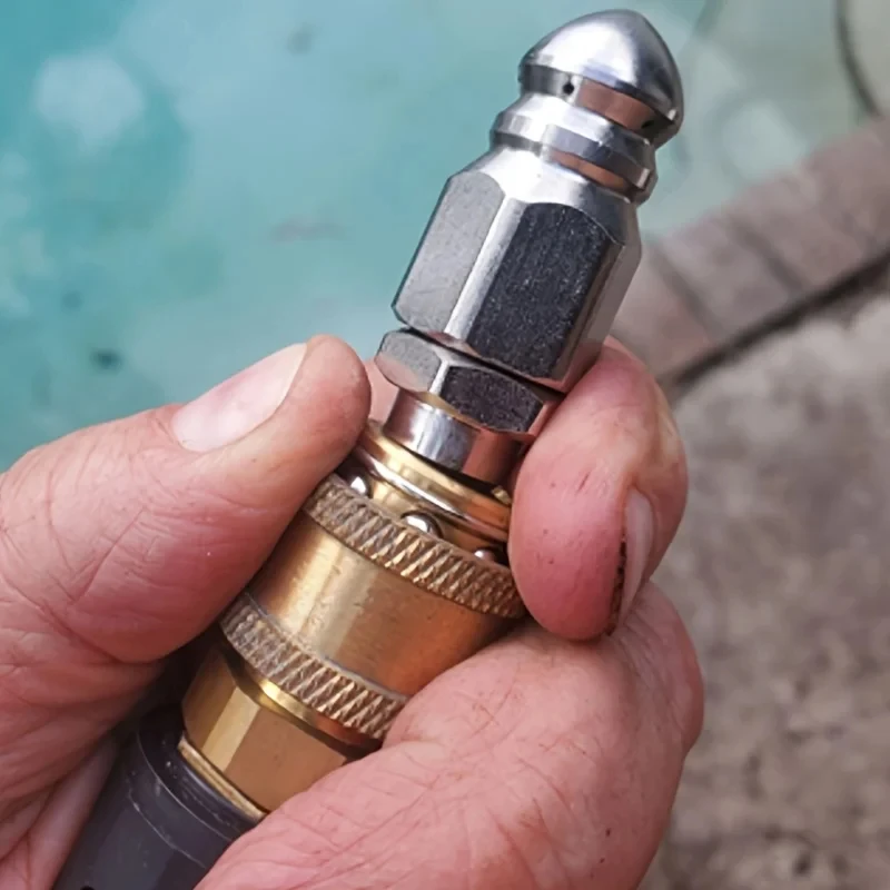 Pressure Washer Sewer Jetter Nozzle Pressure Drain Jetter Hose Nozzle 1/4" Quick Connector 5000 PSI Stainless Steel image 2