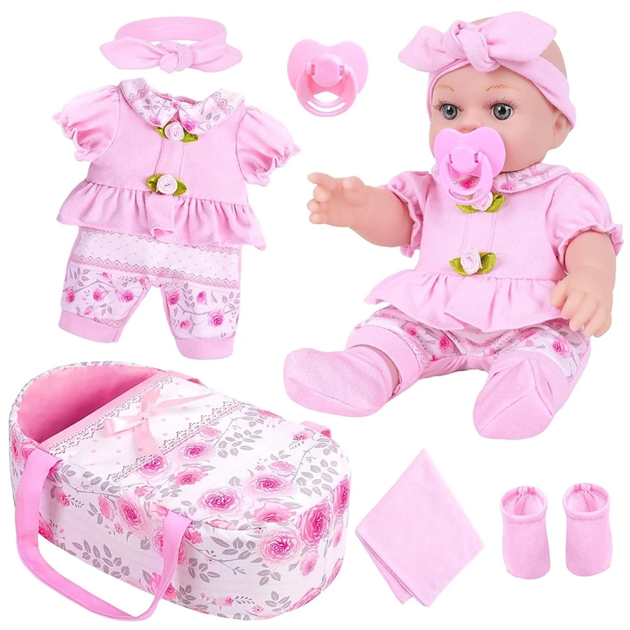 

Lifelike Baby Doll Set Cute Pink Clothes with Sleeping Bag 12inch 30cm Reborn Doll Newborn Baby Doll Kawaii Toys Girls Gifts