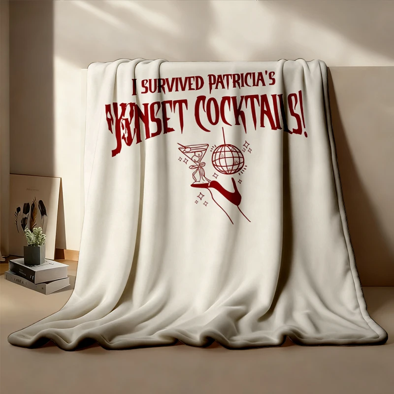 I Survived Patricia's Sunset Cocktails Flannel Blanket, Widow's Bay Inspired Flannel Throw, Mystery TV Series Fan Gift