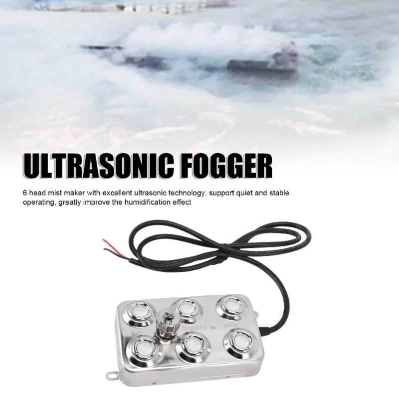 5m Ultrasonic Fogger 6 Head 5L/H Mist Maker IP67 Water Proof For Pond Garden Lawn Rockery Greenhouse Holiday Decoration 250W