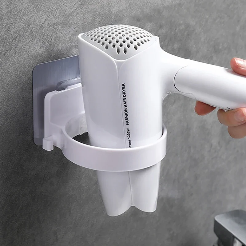 

New Simple Wall Mounted Hair Dryer Holder Bathroom Storage Wall Hanging Holder Rack Storage ABS Toilet Hair Dryer Rack Organizer