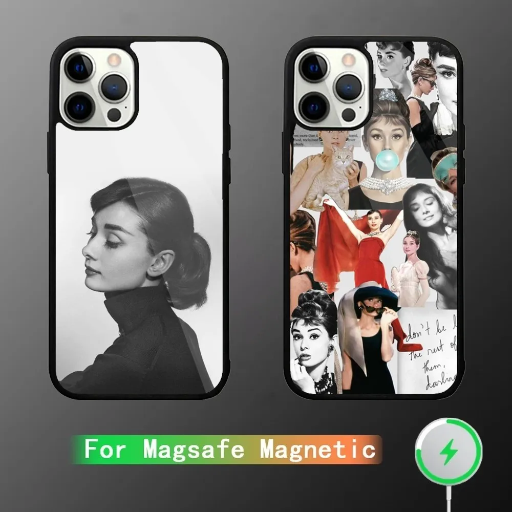 Audrey Hepburn Phone Case For iPhone 15,14,13,12,11,Plus,Pro,Max Mini Magsafe Magnetic Wireless Charging