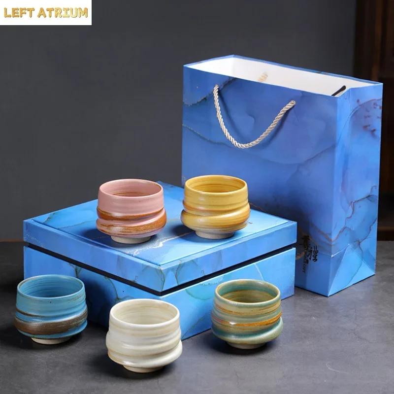 Coarse Pottery Teacup Set Ceramic Kung Fu Tea Set Retro Handmade Coffee Cup Decoration Household Goods Gift